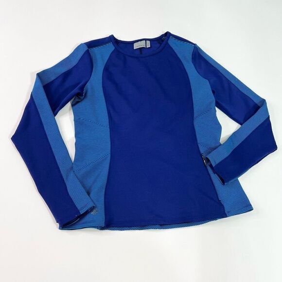 Athleta Athletic Top Women's Medium Blue Colorblock Long Sleeve Dry Fit Pullover - Picture 1 of 9